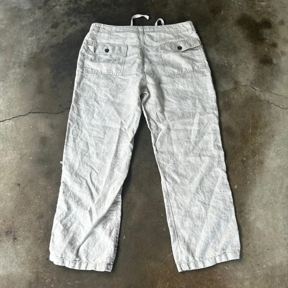 Old Navy Linen Pants Mens Large Excellent Drawstring Straight Leg Relaxed